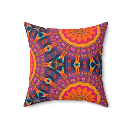 Fiery Mosaic Magic Square Throw Pillow - Spun Polyester - Double-Sided Print - Concealed Zipper - Available in 7 sizes