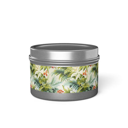 Tropical St. Lucia Palms Tin Candle. Island Serenity To Go. Available in 2 sizes, 3 finishes, and 5 scents.