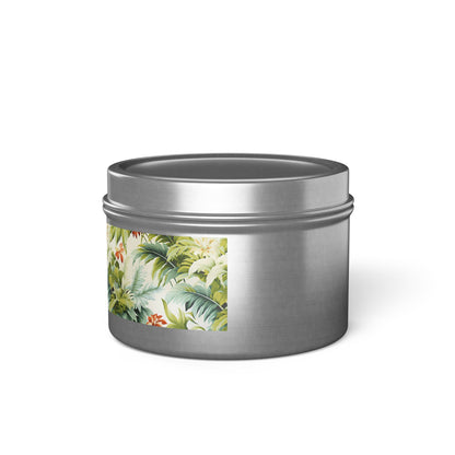 Tropical St. Lucia Palms Tin Candle. Island Serenity To Go. Available in 2 sizes, 3 finishes, and 5 scents.