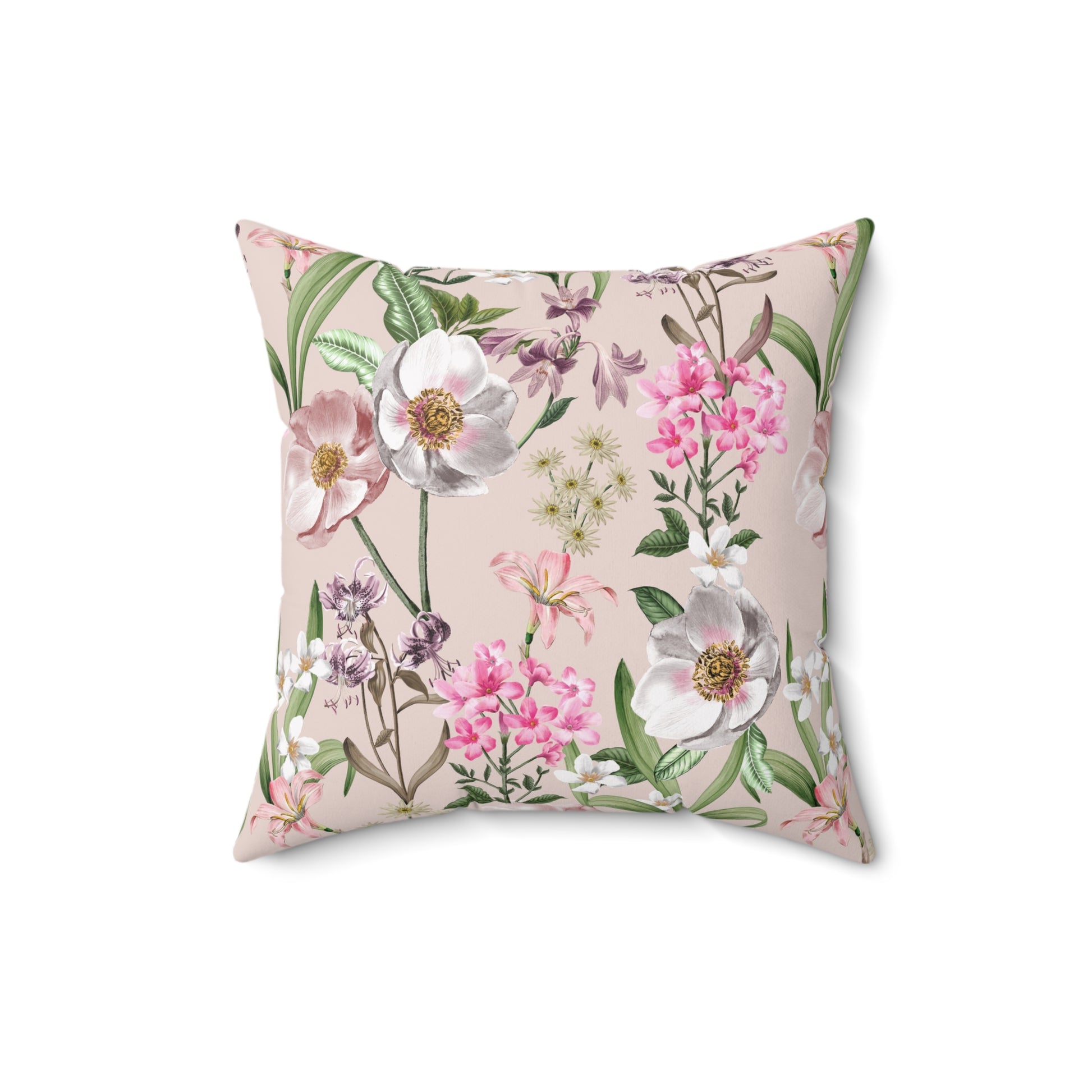 Springtime Bloom Bliss Square Throw Pillow - Spun Polyester - Double-Sided Print - Concealed Zipper - Available in 4 sizes.