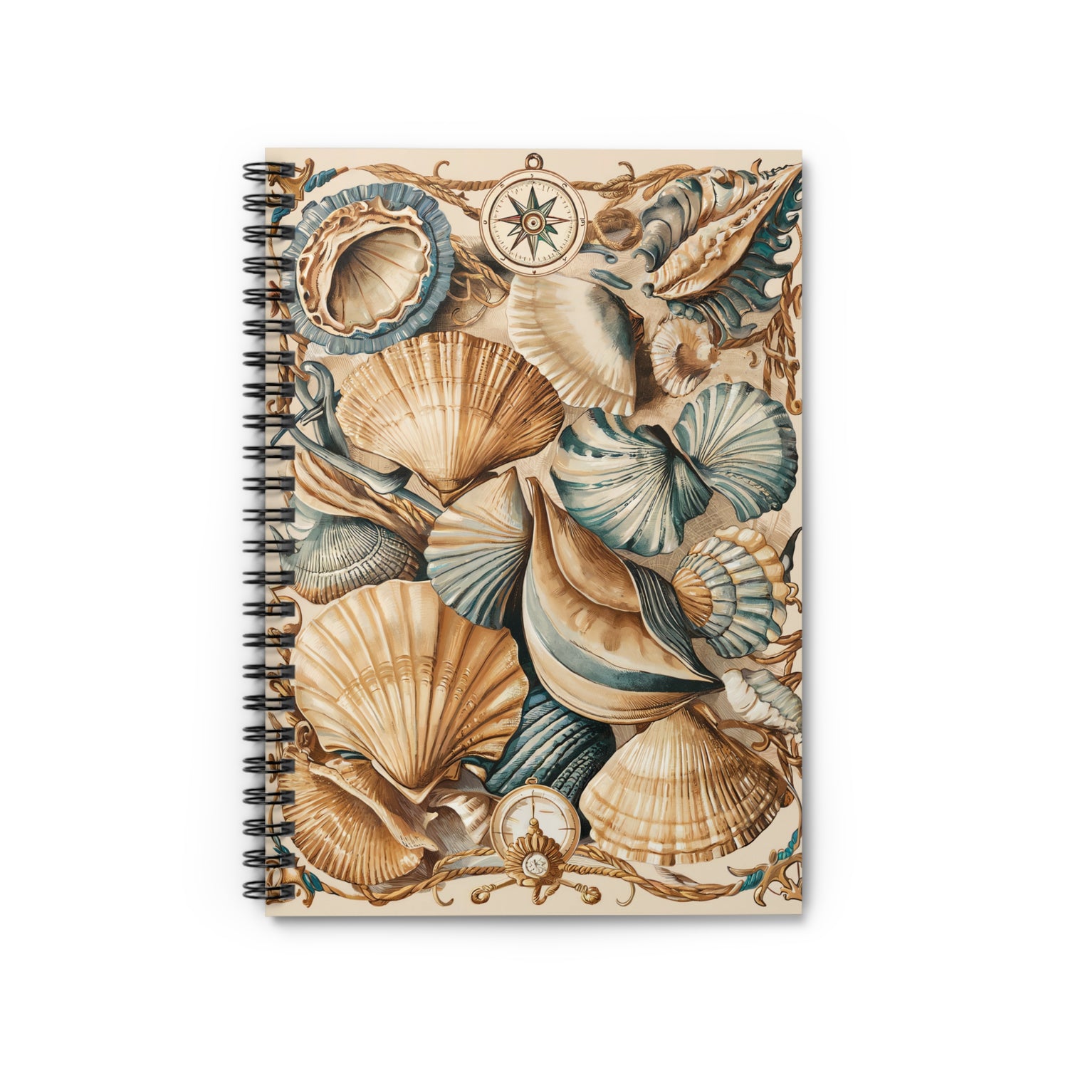 Coastal Elegance Chic Spiral Notebook - Ruled Line - Write with Coastal Calm – Where Seashells and Serenity Meet on Every Page!