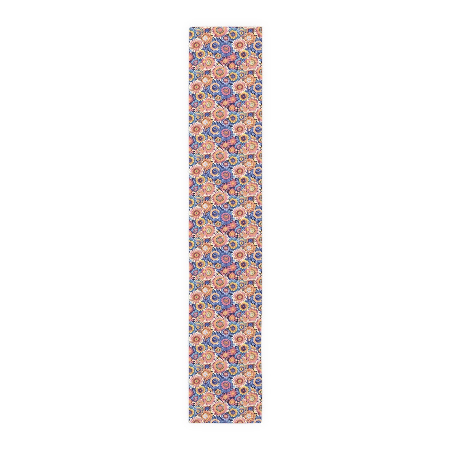 Crayon Blossom Whimsy Table Runner - Cotton Twill - Available in 2 sizes: 16" x 72" and 16" x 90".