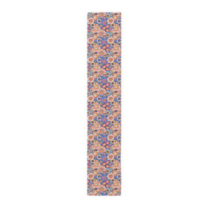 Crayon Blossom Whimsy Table Runner - Cotton Twill - Available in 2 sizes: 16" x 72" and 16" x 90".