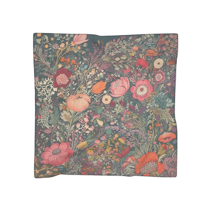 Renaissance Fall Floral Poly Voile Scarf. Classic silk scarf design in chocolates and peach. Available in 2 sizes: 25" x 25" or 50" x 50"