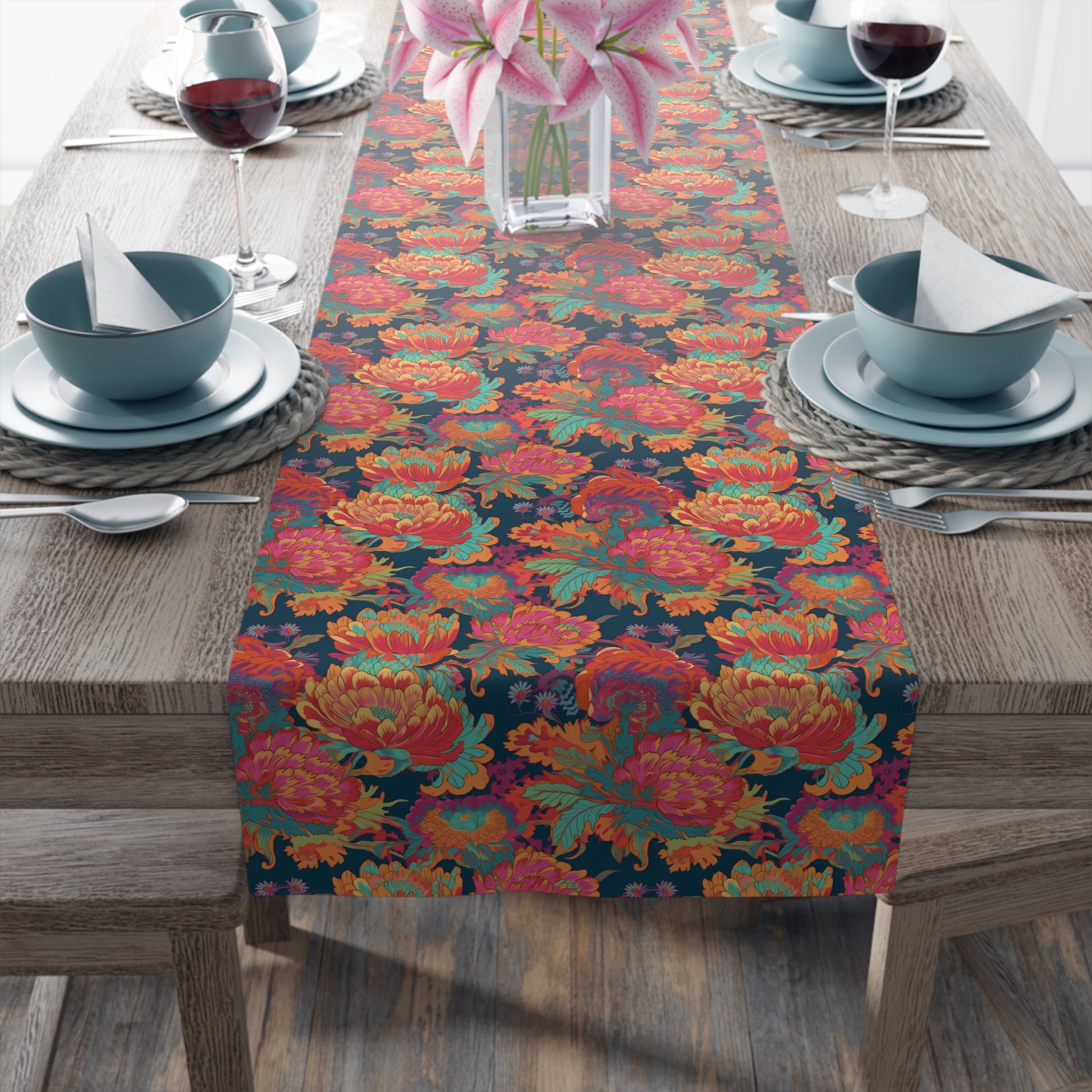 Psychedelic Flower Power Table Runner - Turn Your Table into a Groovy Masterpiece! Available in 2 sizes.