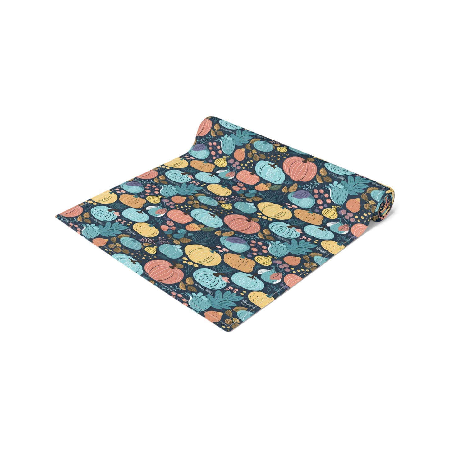 Fall Pumpkin Dance Table Runner - Cotton Twill - Available in 2 sizes: 16" x 72" and 16" x 90".