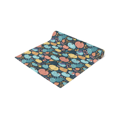 Fall Pumpkin Dance Table Runner - Cotton Twill - Available in 2 sizes: 16" x 72" and 16" x 90".