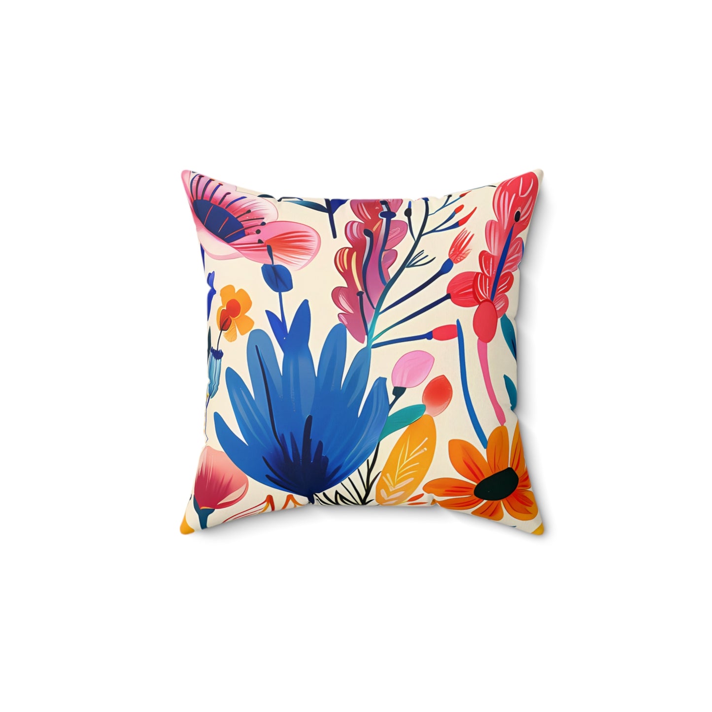 Happy Heartfelt Blooms Square Throw Pillow - Spun Polyester - Double-Sided Print - Concealed Zipper - Available in 4 sizes