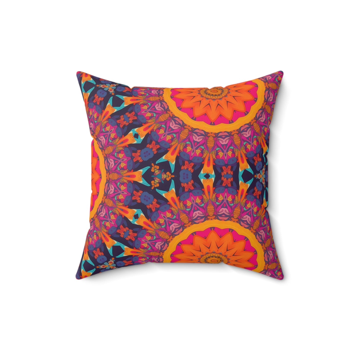 Fiery Mosaic Magic Square Throw Pillow - Spun Polyester - Double-Sided Print - Concealed Zipper - Available in 7 sizes