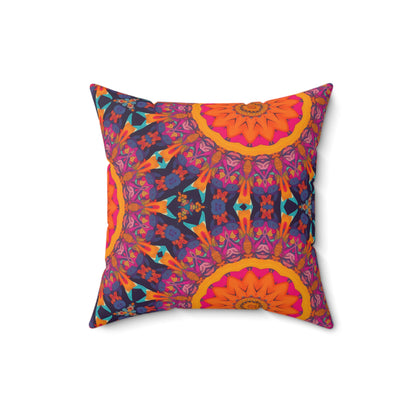Fiery Mosaic Magic Square Throw Pillow - Spun Polyester - Double-Sided Print - Concealed Zipper - Available in 7 sizes