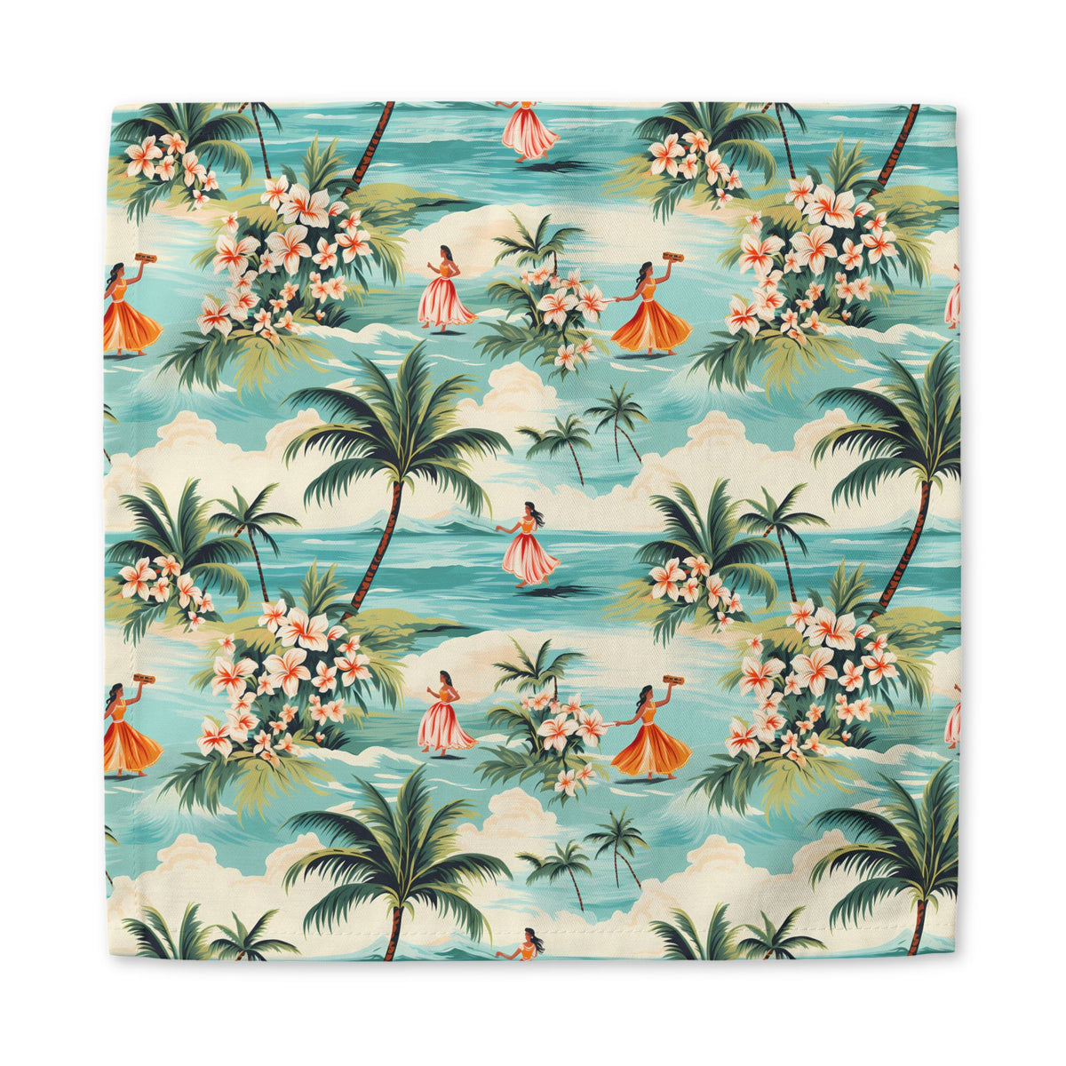 Retro Hawaiian Hula Cotton Twill Napkin - Available in 2 sizes: 10" x 10" and 22" x 22".