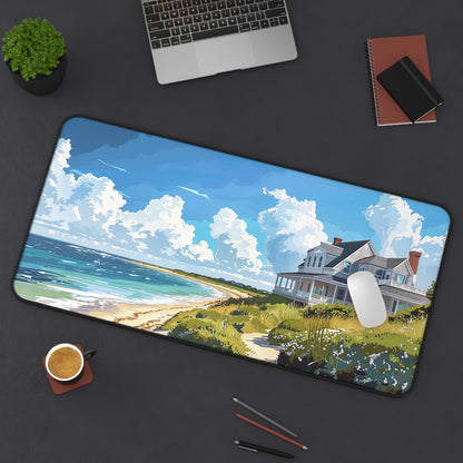 Nantucket Beach House Desk Mat (Desk Pad) - Transform Your Desk with Coastal Bliss! Available in 3 sizes.