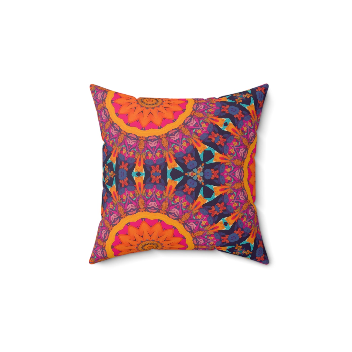 Fiery Mosaic Magic Square Throw Pillow - Spun Polyester - Double-Sided Print - Concealed Zipper - Available in 7 sizes