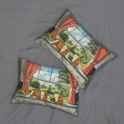 1950s Nostalgic Kitchen Lumbar Pillow - Spun Polyester - Double-Sided Print - Concealed Zipper - 20 x 14