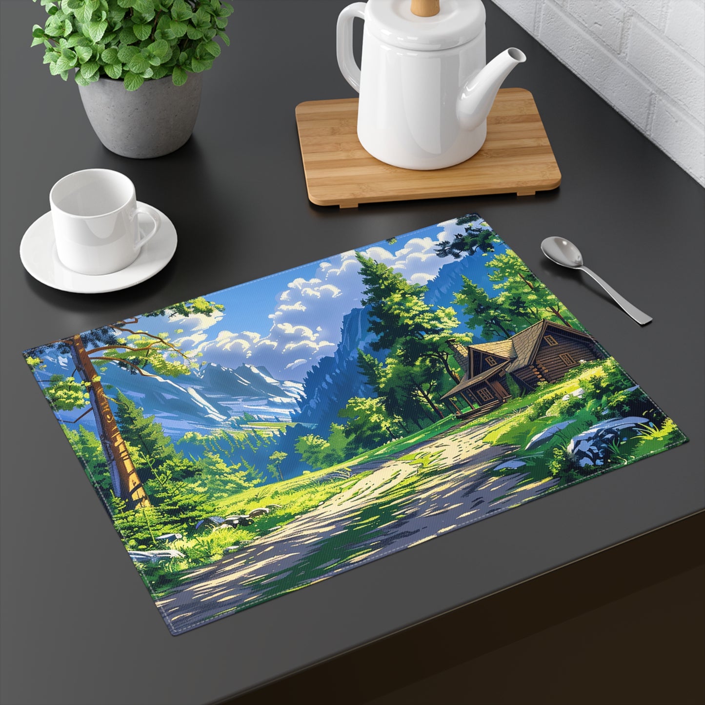 Dreams Of A High Mountain Log Cabin Placemat - 18" x 14".