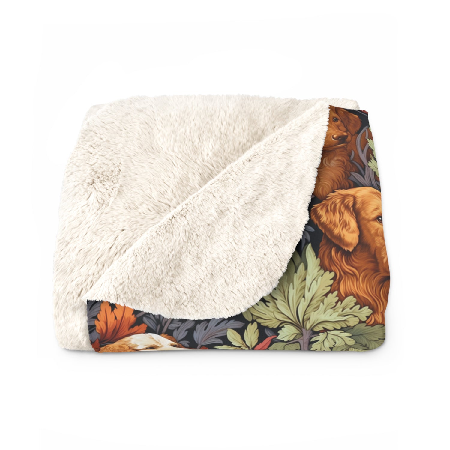 Classic English Dog Tapestry Sherpa Fleece Blanket - Paws and Elegance: Wrap Yourself in Timeless Charm! Available in 2 sizes.
