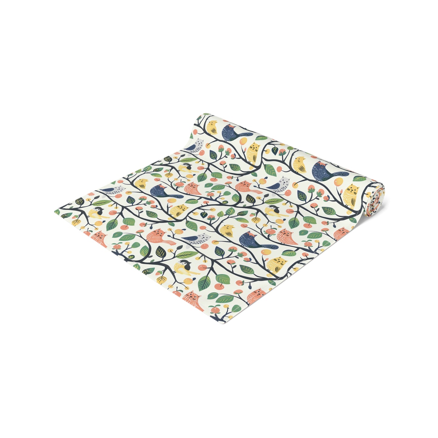 Catbird Tree Designer Table Runner - Cotton Twill - Available in 2 sizes: 16" x 72" and 16" x 90".