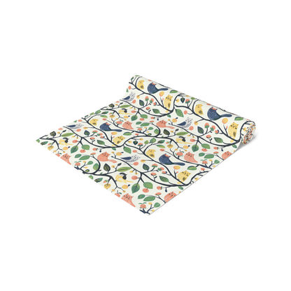Catbird Tree Designer Table Runner - Cotton Twill - Available in 2 sizes: 16" x 72" and 16" x 90".