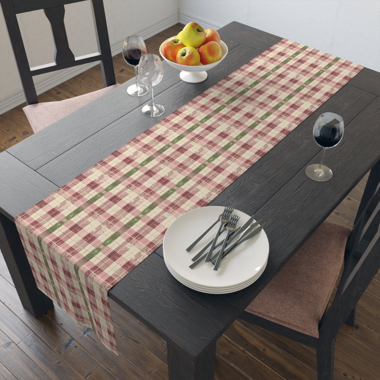 Spring Serenade Plaid Table Runner - Cotton Twill - Available in 2 sizes: 16" x 72" and 16" x 90".