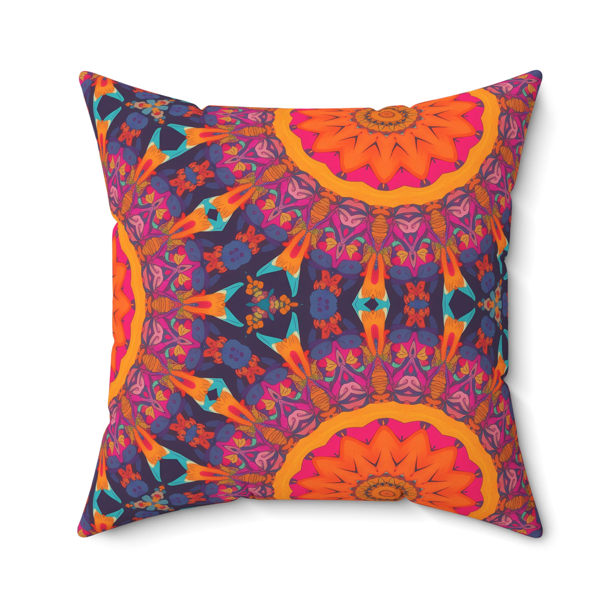 Fiery Mosaic Magic Square Throw Pillow - Spun Polyester - Double-Sided Print - Concealed Zipper - Available in 7 sizes