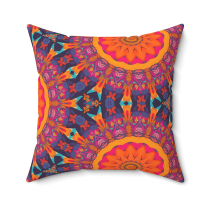 Fiery Mosaic Magic Square Throw Pillow - Spun Polyester - Double-Sided Print - Concealed Zipper - Available in 7 sizes