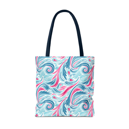 Teal Tide Twirl Tote Bag - Go Through Life with Coastal Charm! Available in 3 sizes.