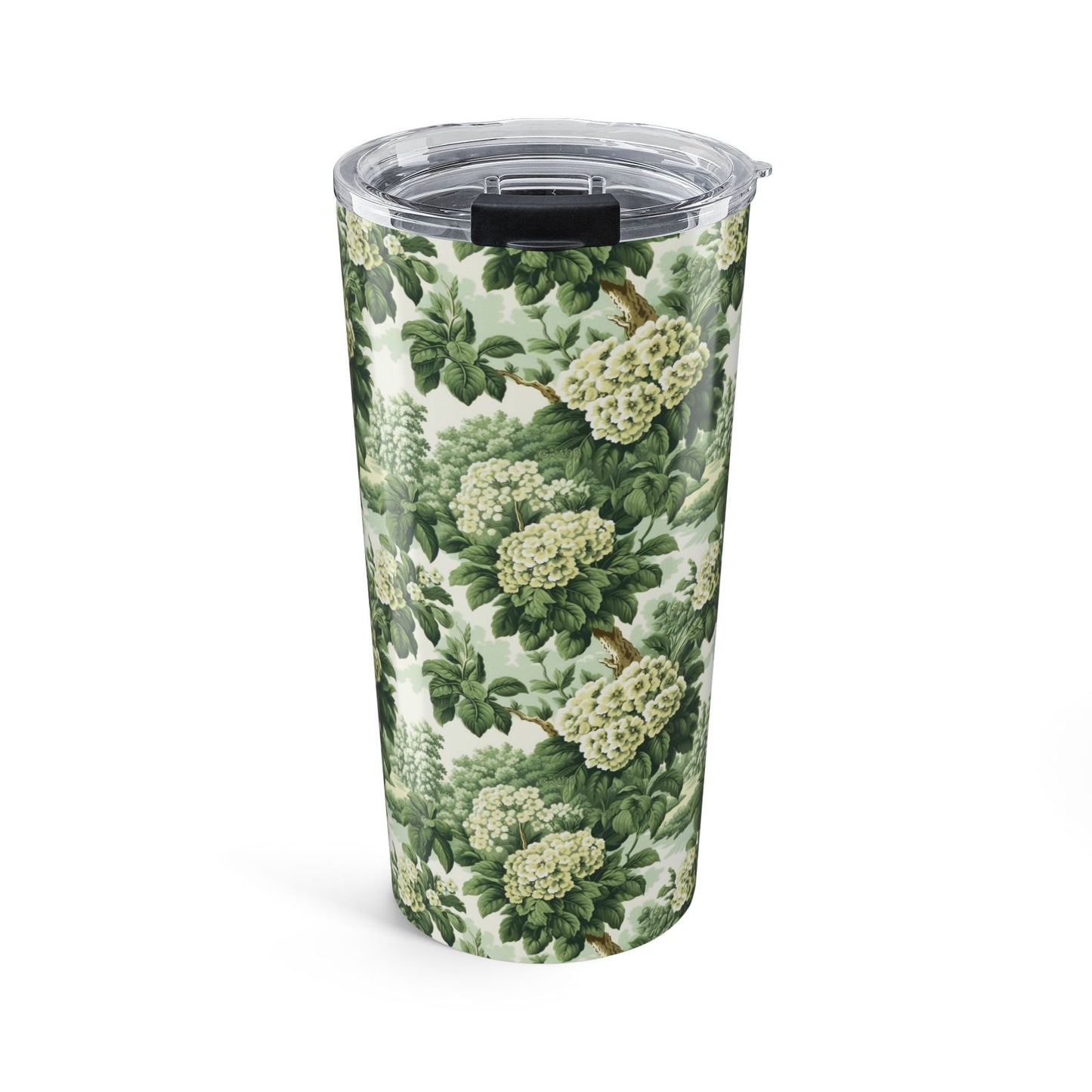 Vintage Green Hydrangea Insulated Tumbler - 20 oz. Stainless Steel, Glossy Finish
