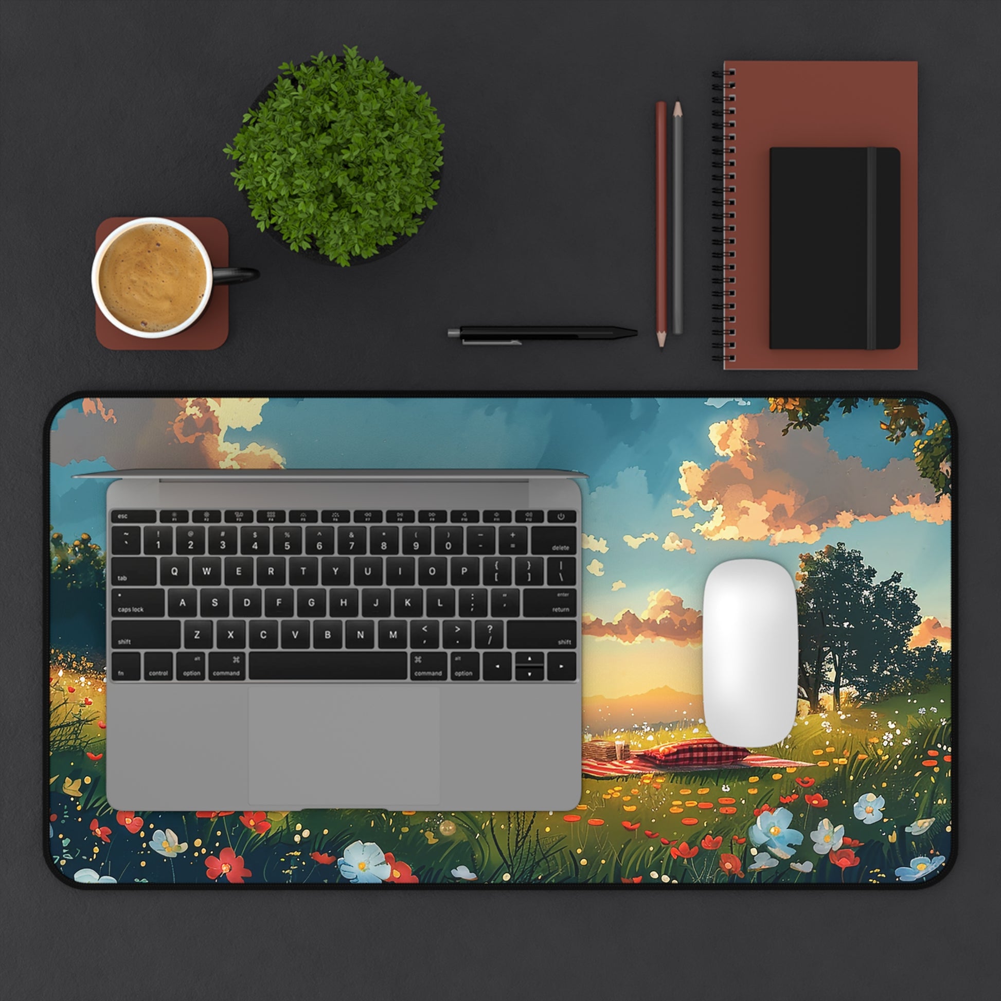 Meadow Picnic Desk Mat (Desk Pad) - Design Your Desk with Daisies - Work Where the Grass is Greener! Available in 3 sizes!