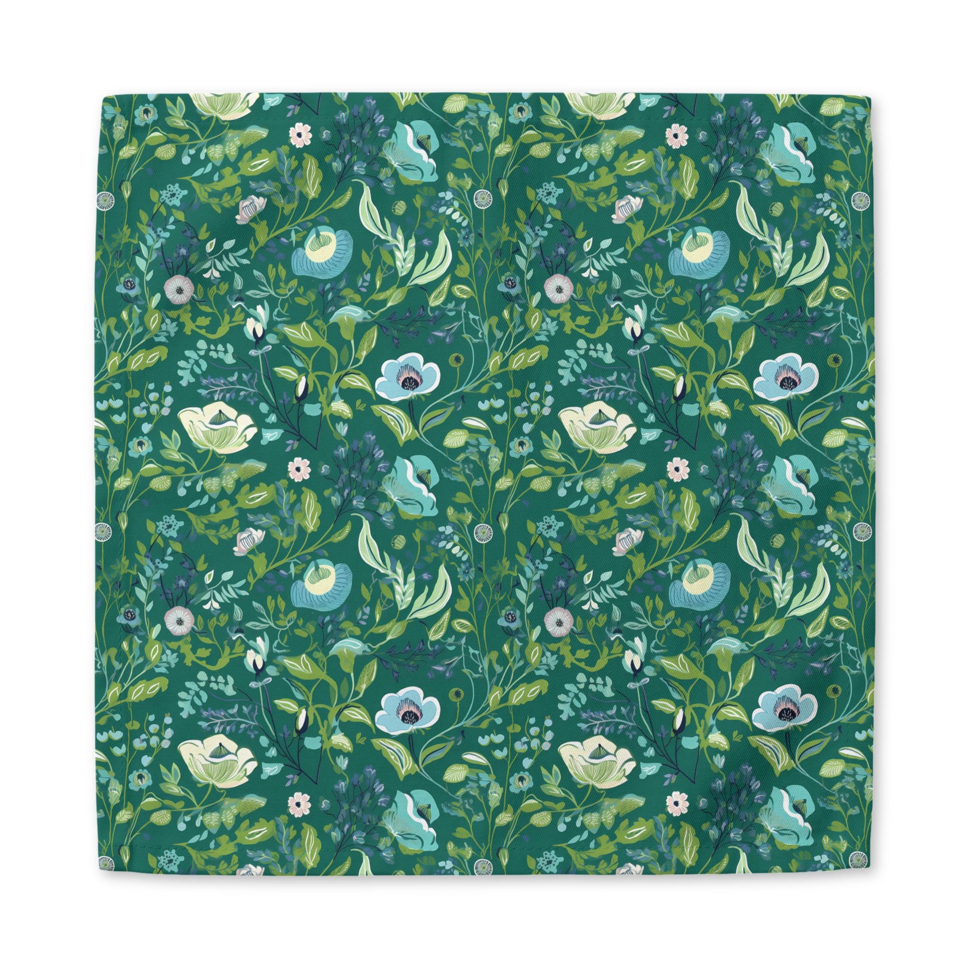 Serene Green Floral cotton twill napkin