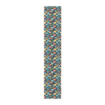 Fall Pumpkin Dance Table Runner - Cotton Twill - Available in 2 sizes: 16" x 72" and 16" x 90".