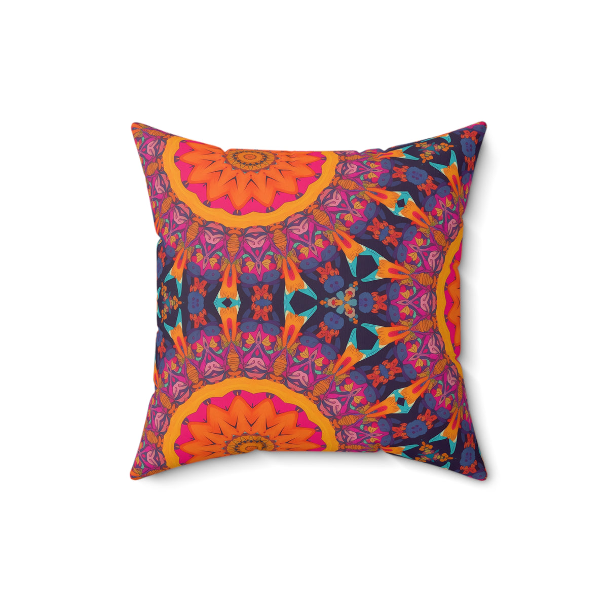 Fiery Mosaic Magic Square Throw Pillow - Spun Polyester - Double-Sided Print - Concealed Zipper - Available in 7 sizes