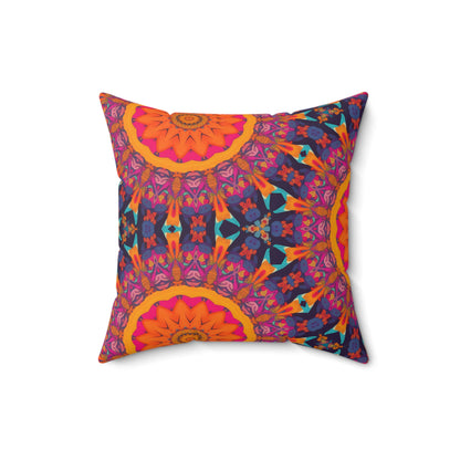 Fiery Mosaic Magic Square Throw Pillow - Spun Polyester - Double-Sided Print - Concealed Zipper - Available in 7 sizes
