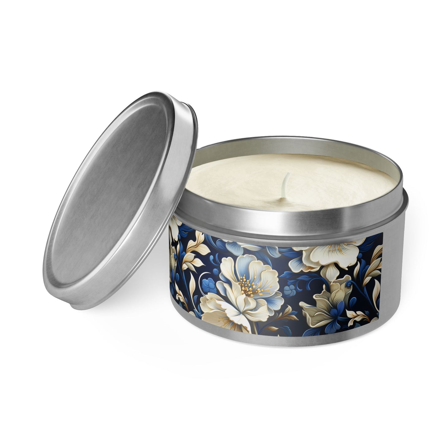 Whitman Floral Tin Candle. A Poet's Garden in a Tin. Available in 2 sizes, 3 finishes, and 5 scents.
