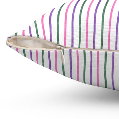 Sorbet Stripe Square Throw Pillow - Spun Polyester - Double-Sided Print - Concealed Zipper - Available in 4 sizes