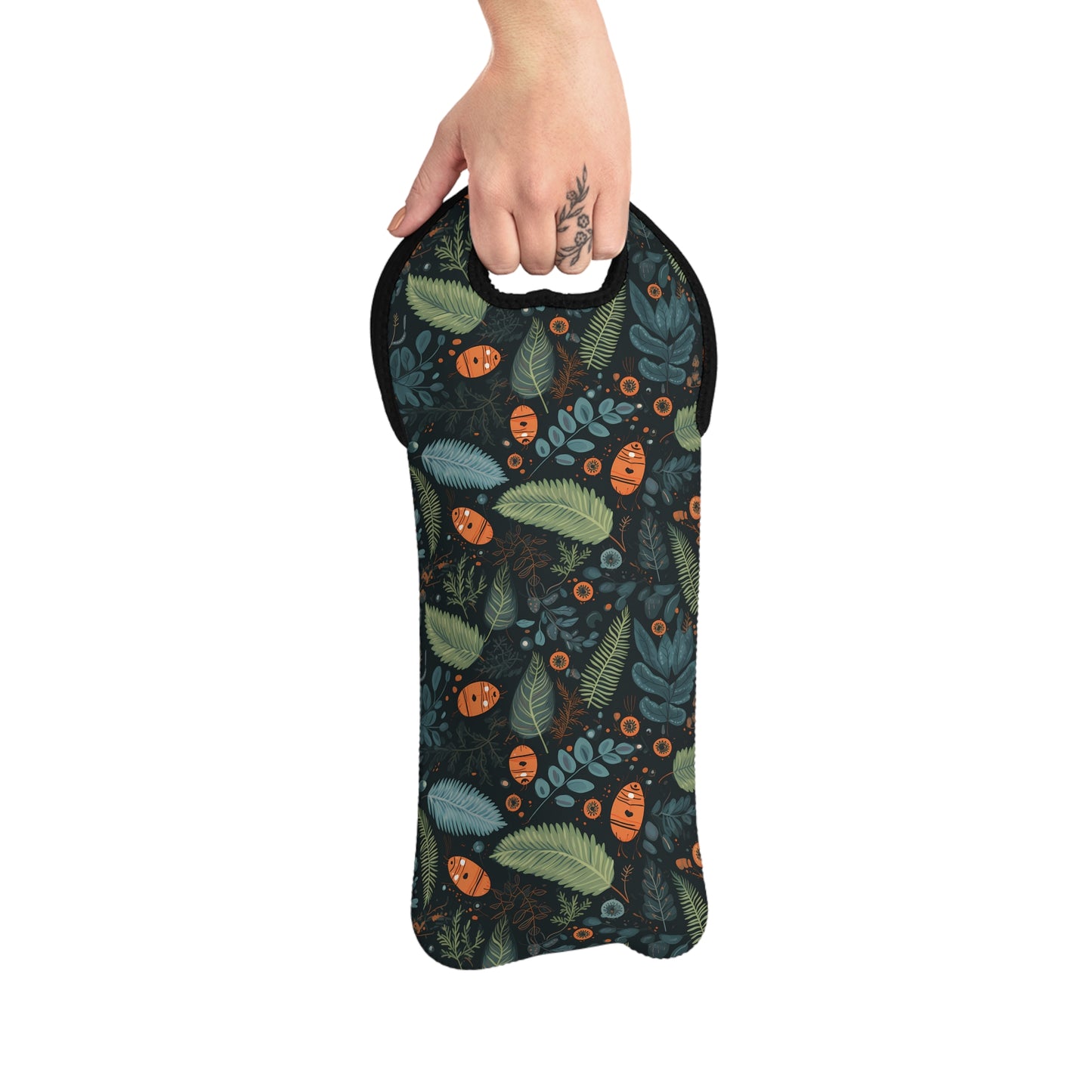 Mysterious Ferns Wine Tote Bag - 100% Neoprene - Unveil the Charm of the Mysterious Forest with Every Sip!