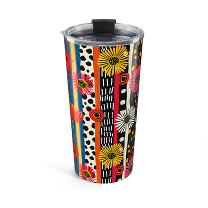 Striped Daisy Play Insulated Tumbler - 20 oz. Stainless Steel, Glossy Finish