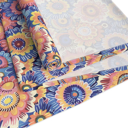 Crayon Blossom Whimsy Table Runner - Cotton Twill - Available in 2 sizes: 16" x 72" and 16" x 90".
