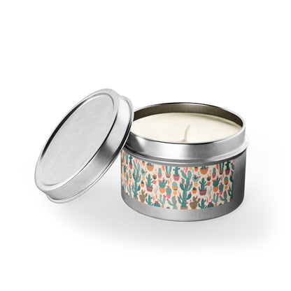Desert Bloom Boom Tin Candle. Desert Blooms in a Tin. Available in 2 sizes, 3 finishes, and 5 scents.