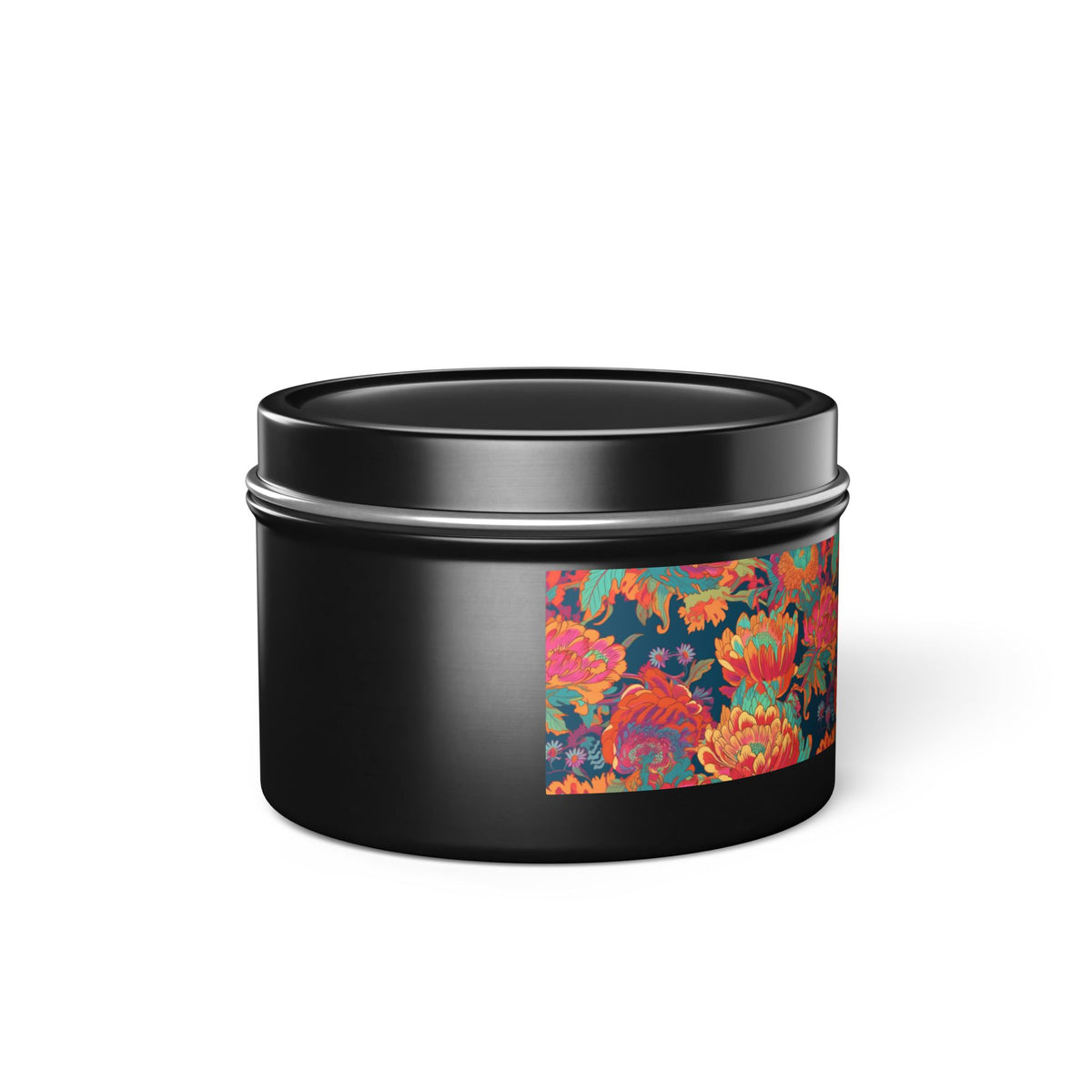 Psychedelic Flower Power Tin Candle. Far-Out Fragrance in a Tin. Available in 2 sizes, 3 finishes, and 5 scents.
