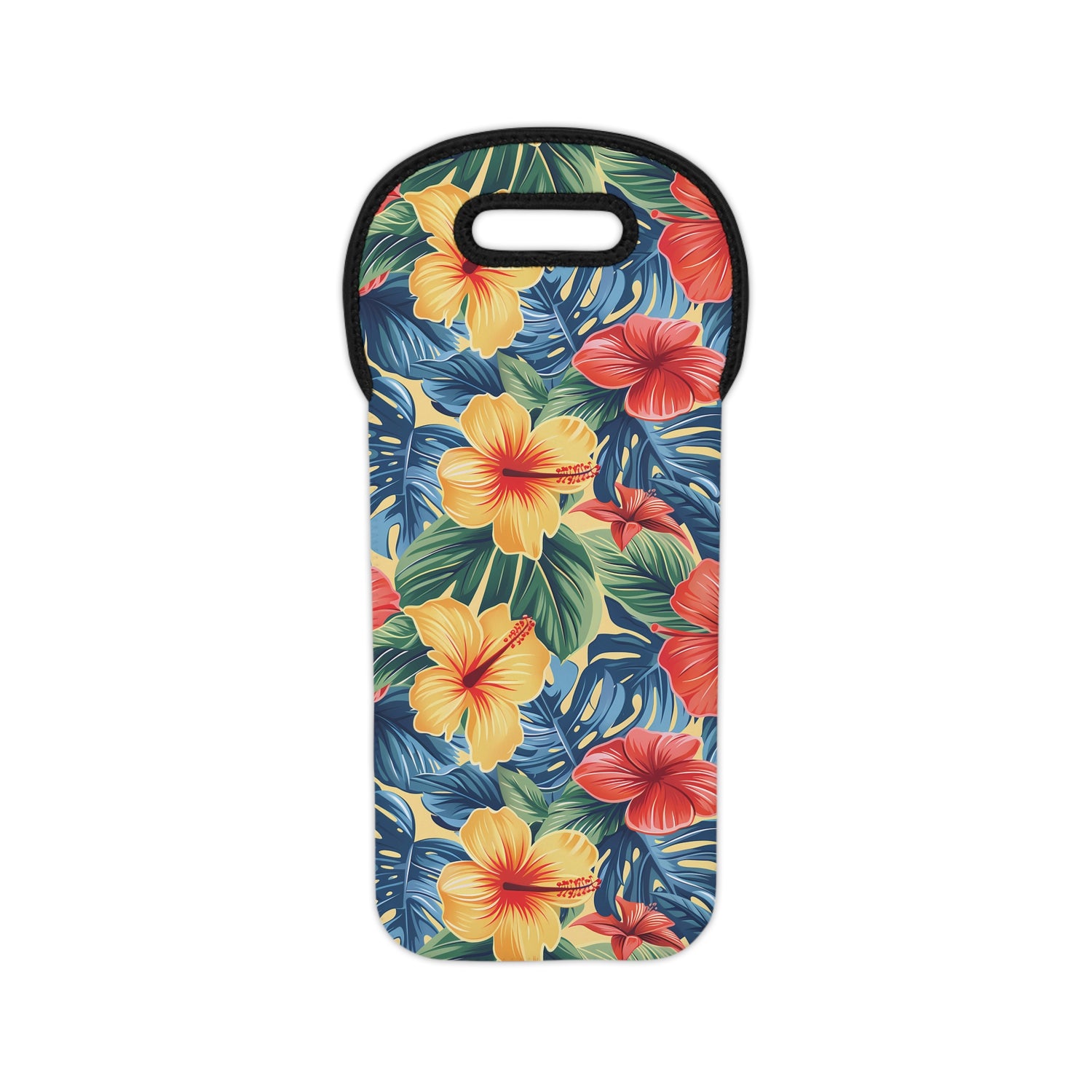 Hawaiian Hibiscus Bliss Wine Tote Bag - 100% Neoprene - Sip in Island Style!