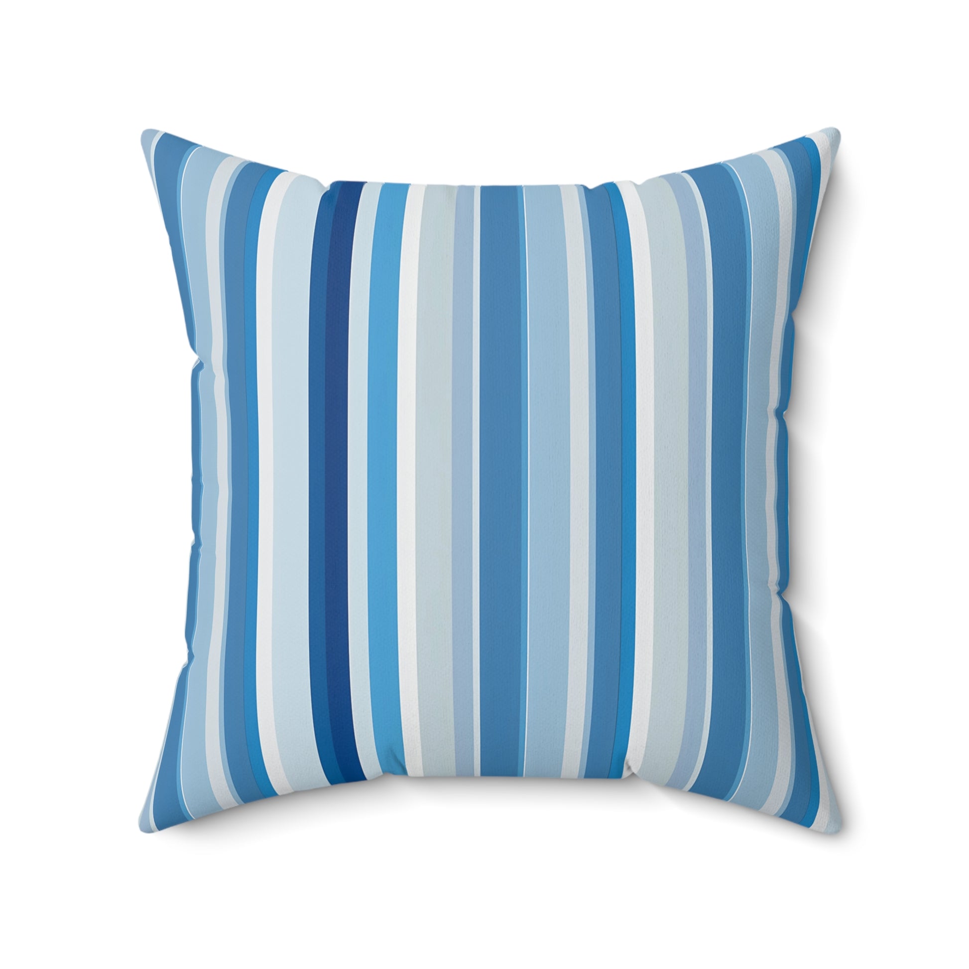 Shades of Light Blue Stripes Square Throw Pillow - Spun Polyester - Double-Sided Print - Concealed Zipper - Available in 4 sizes.