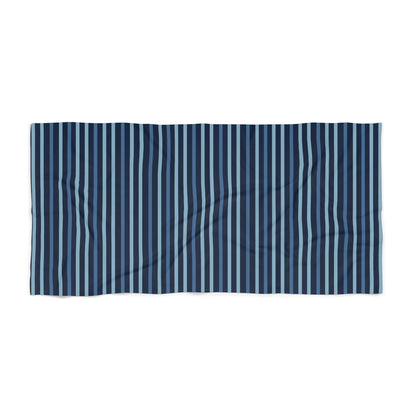 Shades of Dark Blue Stripes Luxurious Beach Towel - Available in 2 sizes.