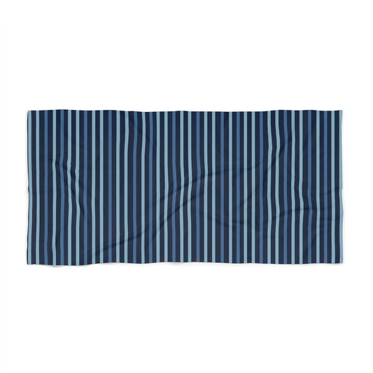 Shades of Dark Blue Stripes Luxurious Beach Towel - Available in 2 sizes.