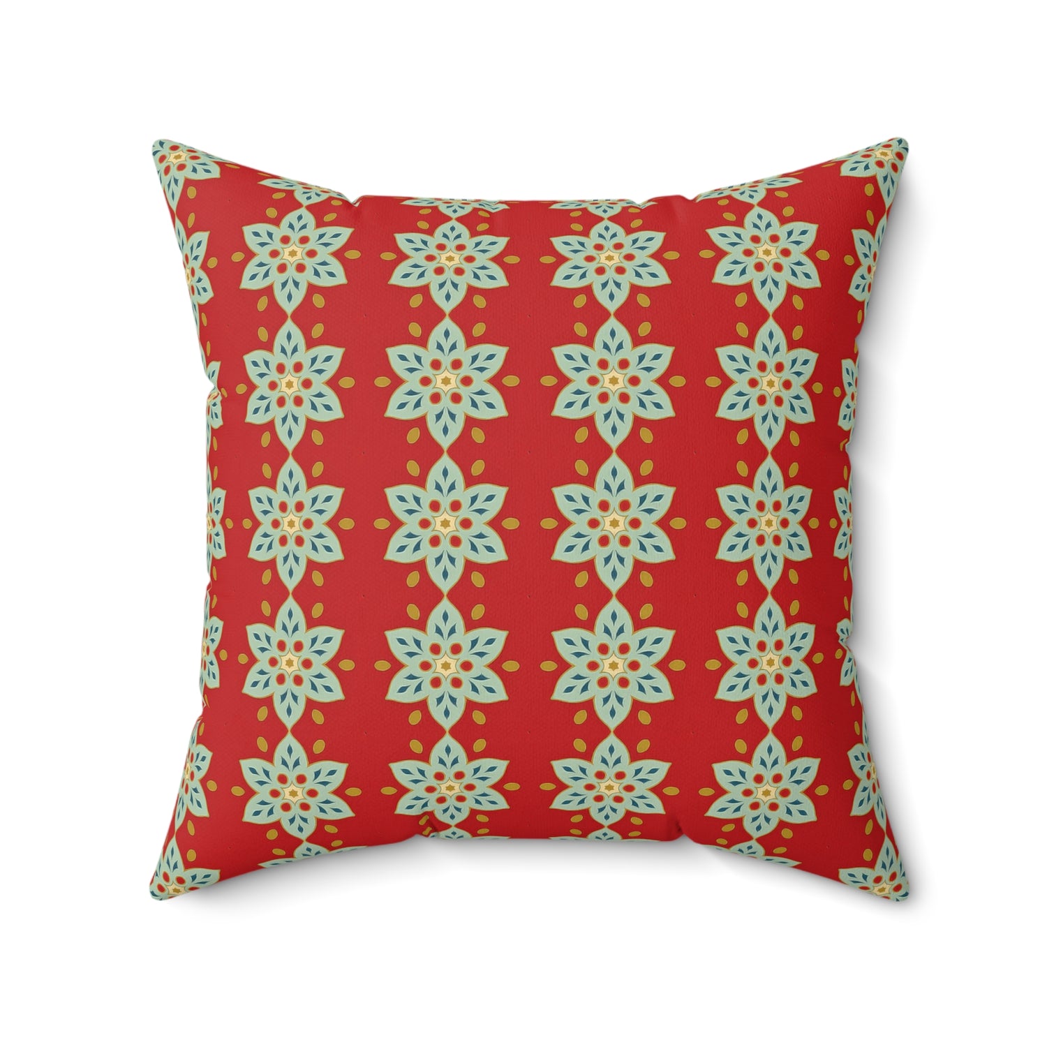 Cranberry Blossom Arabesque Square Throw Pillow - Spun Polyester - Double-Sided Print - Concealed Zipper - Available in 4 sizes.