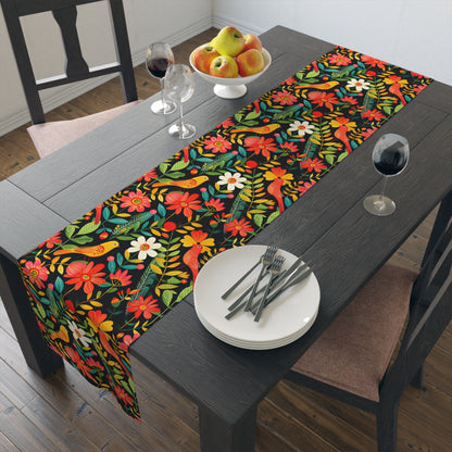 Blooming Bird Wonderland Table Runner - Polyester - Available in 2 sizes: 16" x 72" and 16" x 90".
