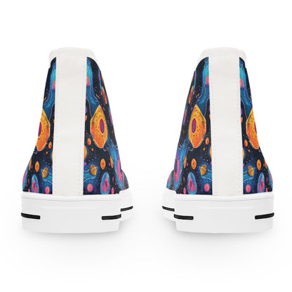 Birth of Celestial Life Ladies' High Top Sneakers - Step into the Cosmos of Style!