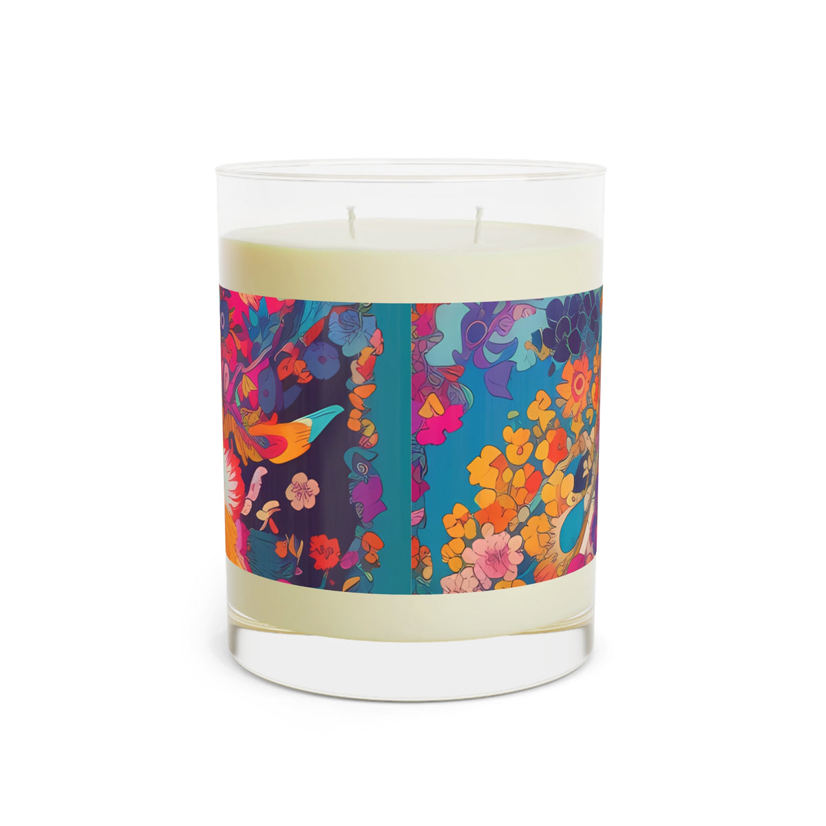 Kaleidoscopic Floral Dance 100% Soy Wax Scented Candle - 11 oz. Full-Glass, Phthalate-Free & Lead-Free - Three Fragrance Options