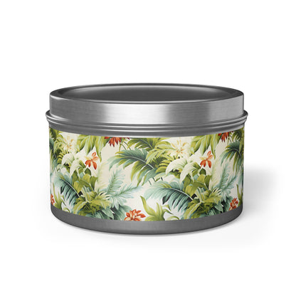Tropical St. Lucia Palms Tin Candle. Island Serenity To Go. Available in 2 sizes, 3 finishes, and 5 scents.