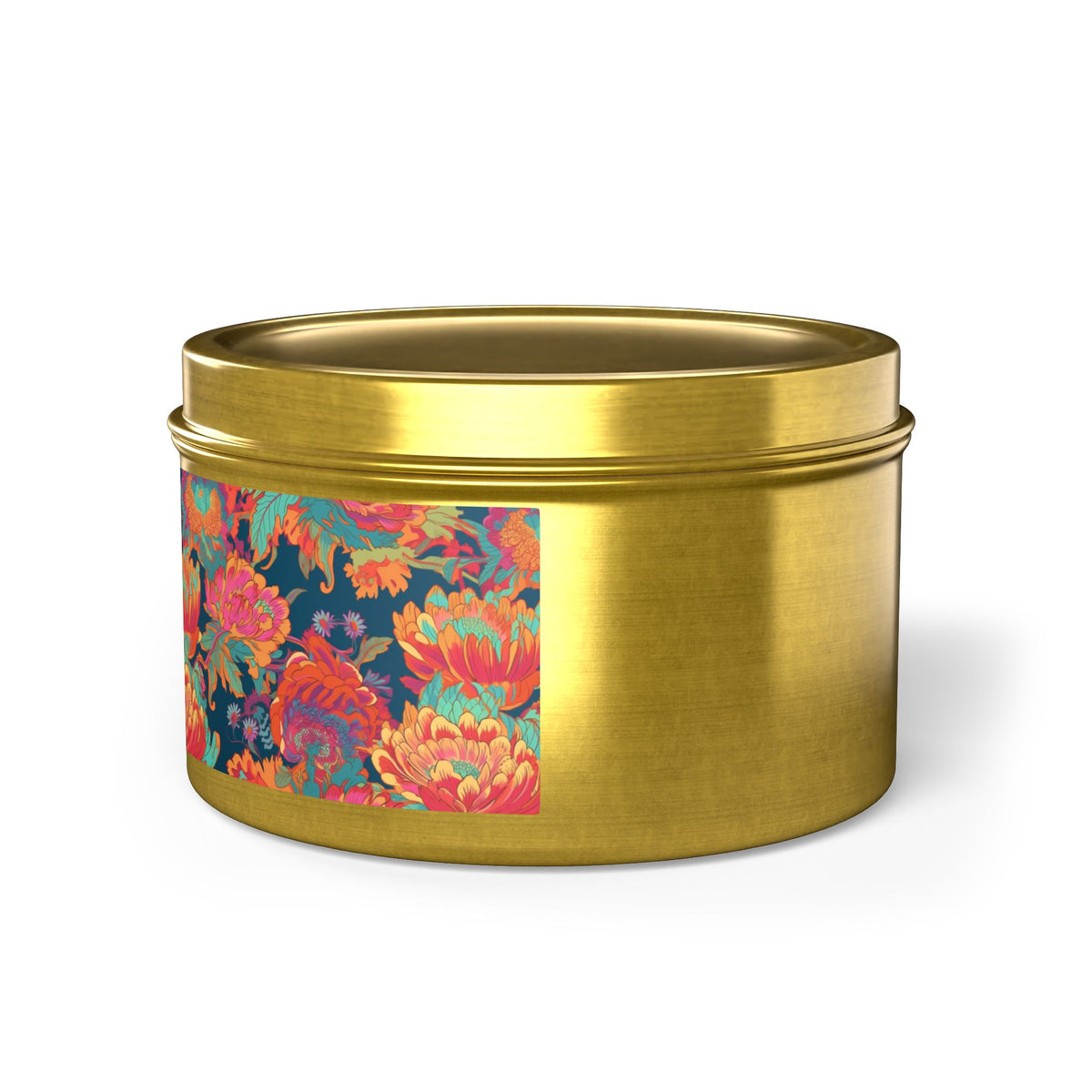 Psychedelic Flower Power Tin Candle. Far-Out Fragrance in a Tin. Available in 2 sizes, 3 finishes, and 5 scents.