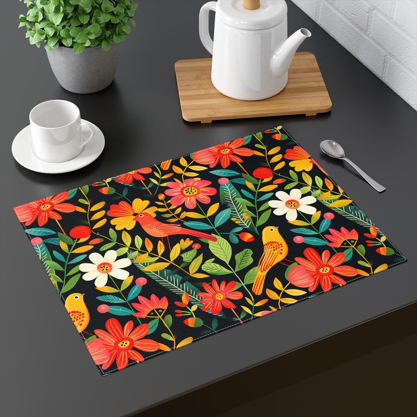 Blooming Bird Wonderland Placemat - 18" x 14".